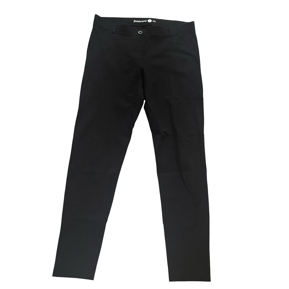 Betabrand Women's Size L Long Black Pull-On Skinny Dress Pants Career Office